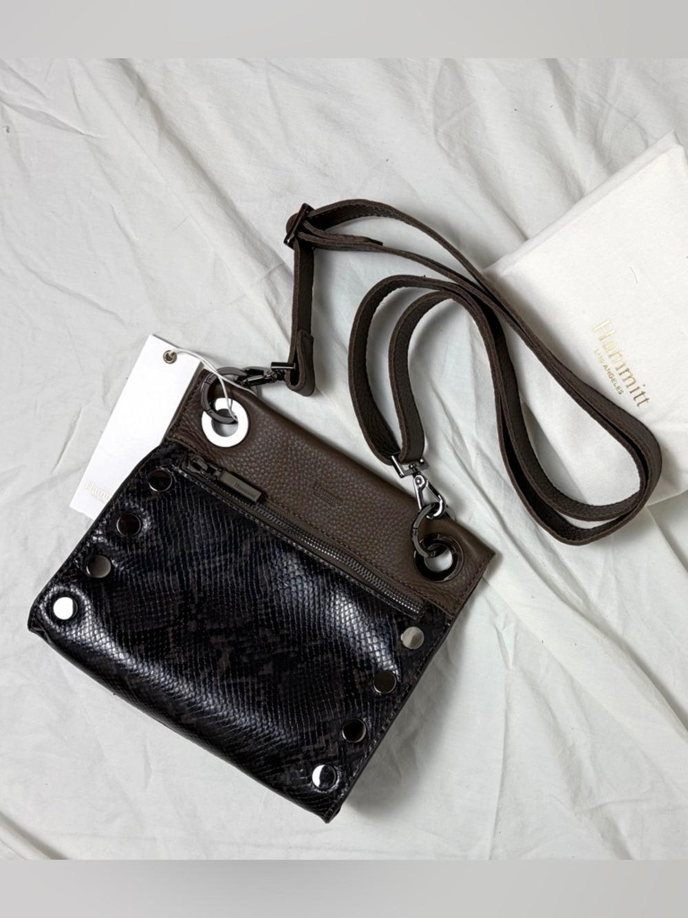 NWT Hammitt Tony Small Crossbody | Black Snakeskin Embossed Leather - Picture 10 of 11